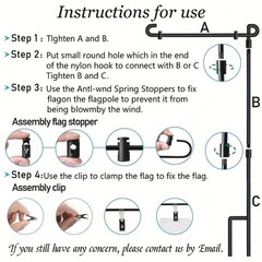 Garden flagpole Frame (with 2 Clips 4 Buttons) high-Grade Courtyard 1 PCS
