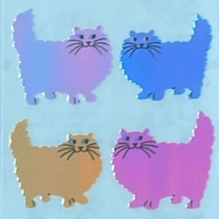 Sandylion Vintage NOS Sealed Mother Of Pearl Cat Stickers 1 Sheet 1990