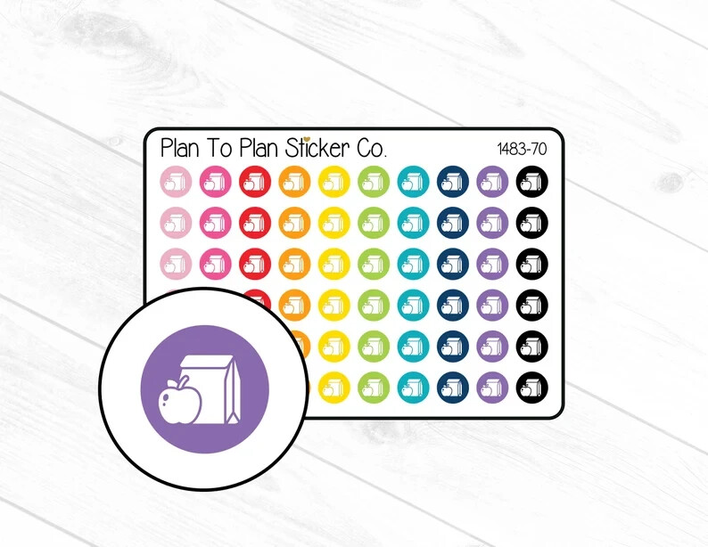 1483-70~~Lunch Bag Icon Planner Stickers.