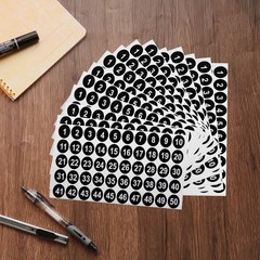 20 Sheets Round Number Stickers, 1-50 Consecutive Number Labels, Black(1″ Each)