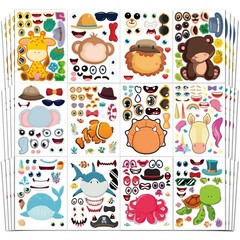 48 Sheets Make-a-Face Animal Stickers Mix and Match for Kids Party Favors Sup…