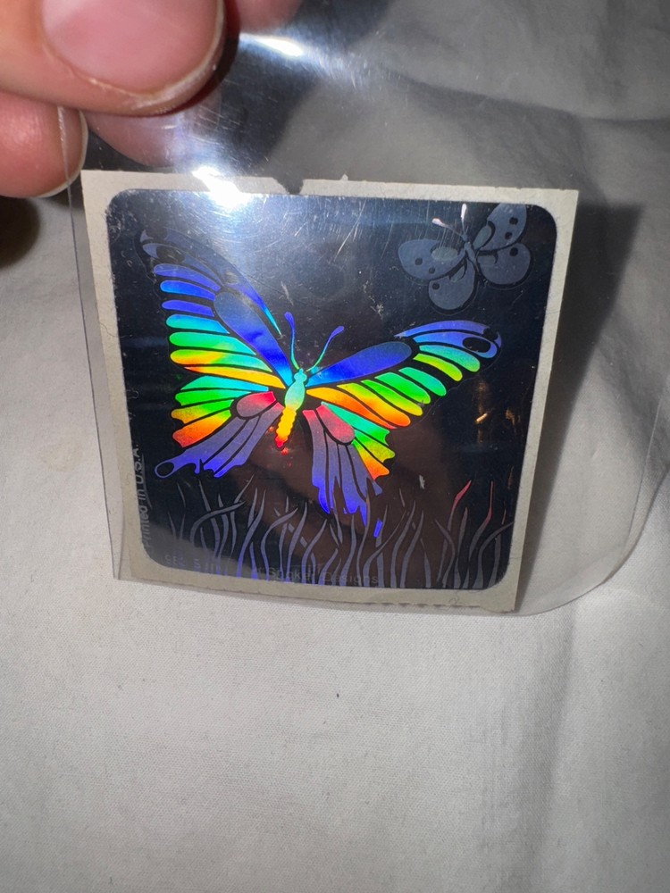 Vintage 1993 Rainbow Holographic Butterfly Sticker By Illusion Stickers Designs