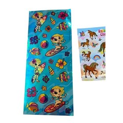 Vtg LISA FRANK 90s 2 FULL SHEET Brown Horse RAINBOW CHASER & Beach Girl Surfer
