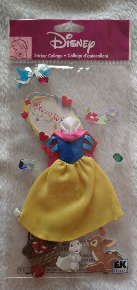 Disney EK Success Jolee’s Boutique 3-Dimensional Stickers Snow White Dress New