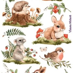 Mushroom Woodland Critter Stickers – 2 Sticker Sheets for Stationary & More
