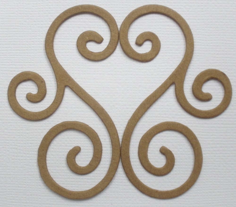 Create ~ 3 HEART FLOURiSH SWiRL ~ Designs Bare Chipboard Die Cuts
