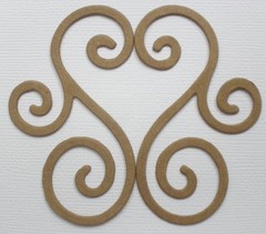 Create ~ 3 HEART FLOURiSH SWiRL ~ Designs Bare Chipboard Die Cuts