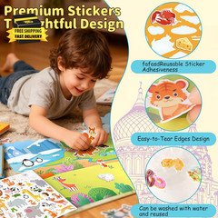 3 Sets Reusable Sticker Book,Sticker Books for Kids,Puffy Stickers for Toddlers,