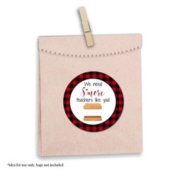 S’More Teacher Appreciation Red and Black Buffalo Plaid Thank You Sticker Lab…