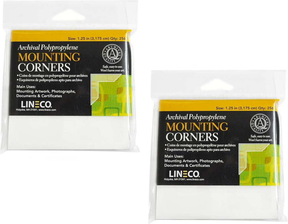 , Archival Polypropylene Mounting Corners, Self Adhesive, Pressure Sensitive, No