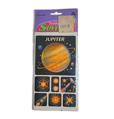 4 Vintage Twin Seven Prismatic Fluorescent Stickers Planets Venus Saturn Jupiter