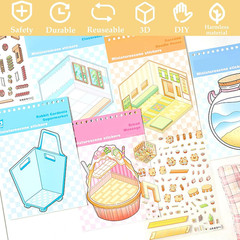20 Sets of DIY 3D House Scene Cute Cartoon Stickers Kit for Kids & Adults