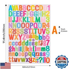12 Sheets Alphabet Number Stickers 1512 Pieces Alphabet Stickers 1 inch Vinyl