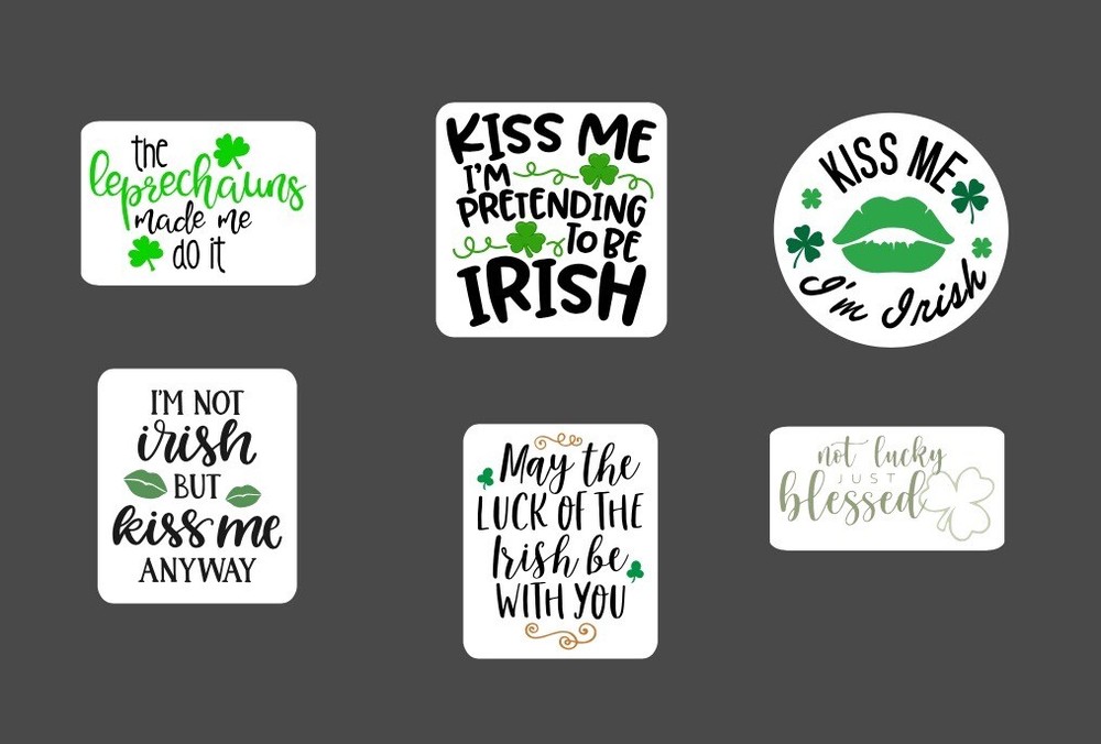 6 – 2.5” St. Patrick’s Day Sticker Pack – Happy Stickers Irish Holiday Shamrock