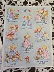 Vintage 1985 Hallmark Ambassador Christmas Stickers, 2 Sheets. Opened Pack