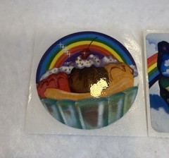 VTG Lisa Frank 80s 2 Stickers Rainbow Cupcake & Rainbow Butterfly