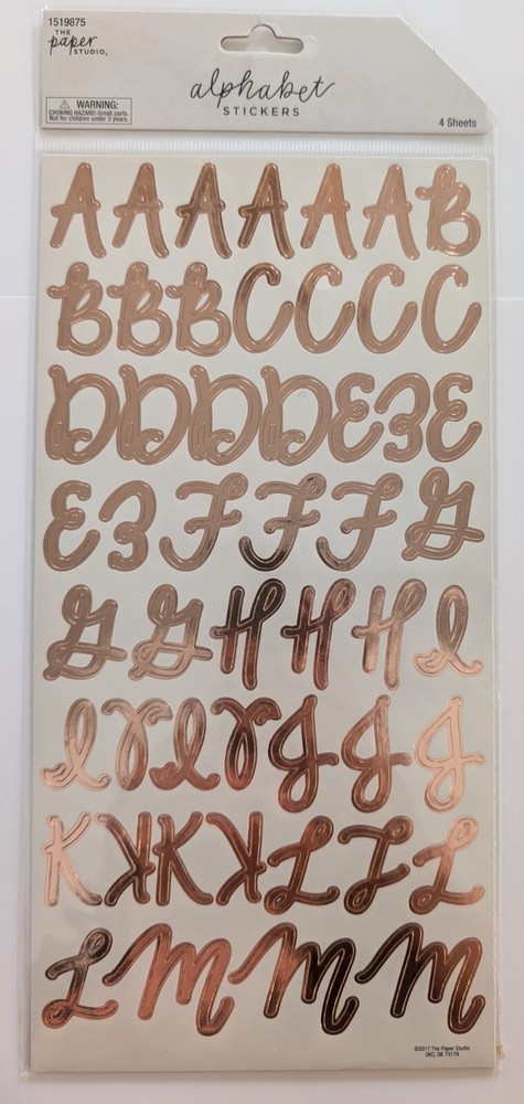 Rose Gold Metallic Alphabet Letters Numbers Scrapbook Stickers The Paper Studio