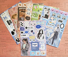Japanese Kawaii Manga Girl Sticker Sheet Glossy Retro Aesthetic Y2K