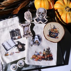 Halloween Rub-on Transfer Stickers 3 Sheets Use for Fabric Paper Wood Chips DIY