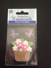 Sandylion Essentials FLOWER BURLAP BASKET BOUQUET FLOWERS BUTTERFLIES NIP NEW