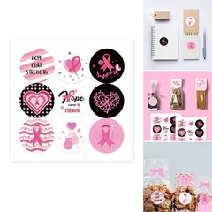 Pink Ribbon Sticker Breasts Cancer Awareness Labels Support Group Sticker