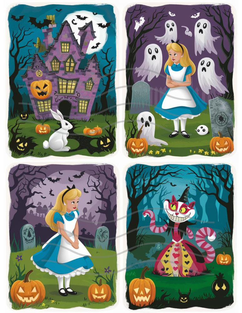 Alice in Wonderland Halloween Collage Supplies Scrapbooks Junk Journal Cards