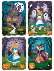 Alice in Wonderland Halloween Collage Supplies Scrapbooks Junk Journal Cards