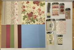 Lot of (32) Scrapbooking Supplies 12 X 12 Paper, Embellishments w/Free Shipping
