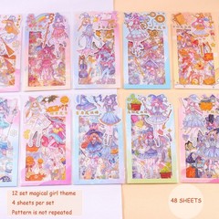 48 Sheets Cartoon Girl Stickers – Kawaii PET Transparent Journaling Stationer…