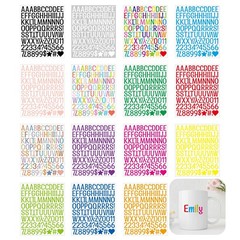 1920Pcs Letter Stickers 20 Sheets Alphabet Stickers 1 Inch Vinyl Self-Adhesiv…