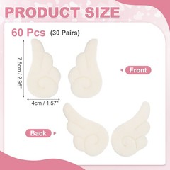 Plush Angel Wings for Craft, 30Pairs Mini Angel Wings (Beige White, 3″x1.6″)