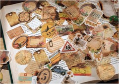 200PCS Vintage Scrapbooking Supplies Pack for Junk Journal Planners Decoupage Pa