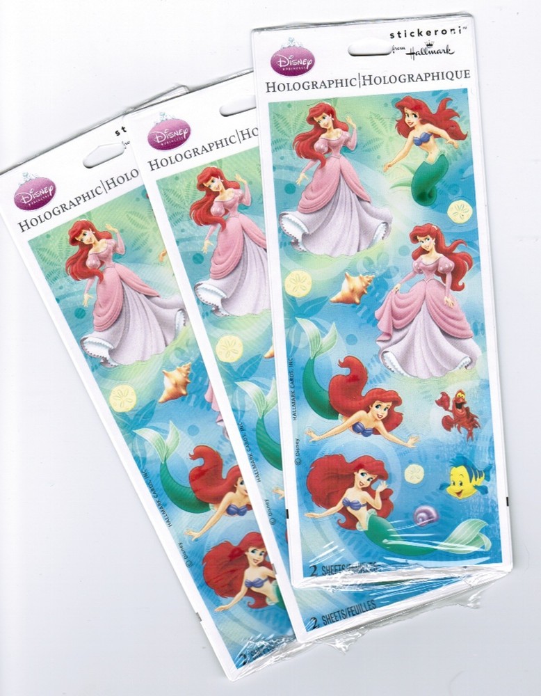 3 NEW packs Disney’s The Little Mermaid ARIEL Princess Scrapbook Stickers!