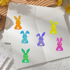 500Pcs Easter Bunny Stickers Roll – 1.5Inch Laser Shape Self-Adhesive Decals