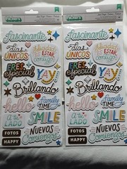 NEW American Crafts Thickers Shine Bright 46 Sentiments Spanish/English 2 Pkges