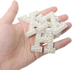 26PCS Self Adhesive A-Z Letters Patches Rhinestone Pearl Alphabet Applique Decor
