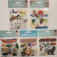 JOLEE’S BOUTIQUE Lot of 12 Dimensional Scrapbooking Stickers TRAVEL DESTINATIONS