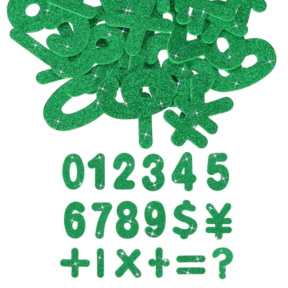 Number Foam Stickers, 144Pcs Numbers 0-9 EVA Self Adhesive Glitters, Green