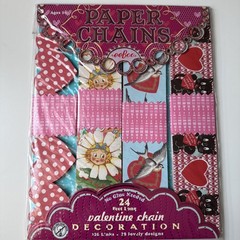 eeBoo Valentine Paper Chain kit featuring vintage-style illustrations of hearts