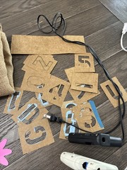 Lot of Scrapbooking Supplies. Burlap, Letters, Stencils, Paper, Hot Glue Guns,++