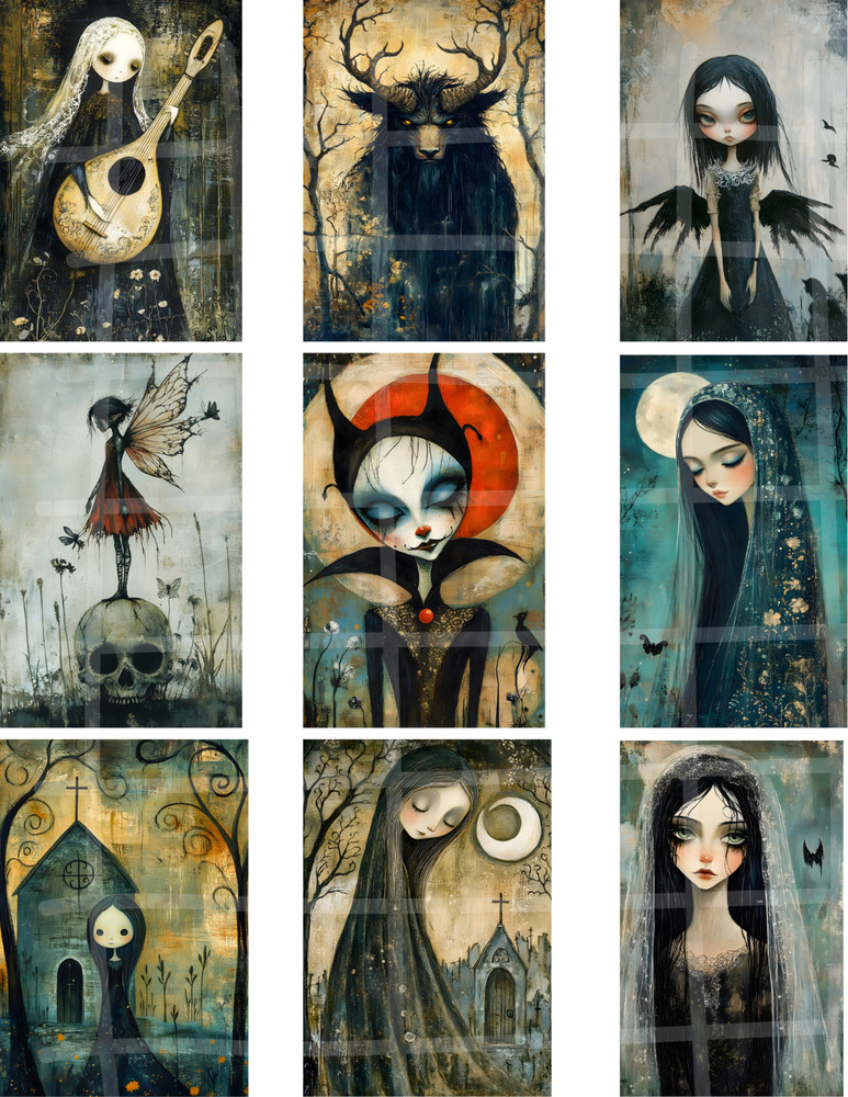 Oddly Spooky Embellishments Collage Supply Scrapbook Junk Journal Card Toppers