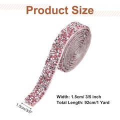 3/5 Inch x 1 Yard Crystal Rhinestone Sticker Ribbon Silver Pink
