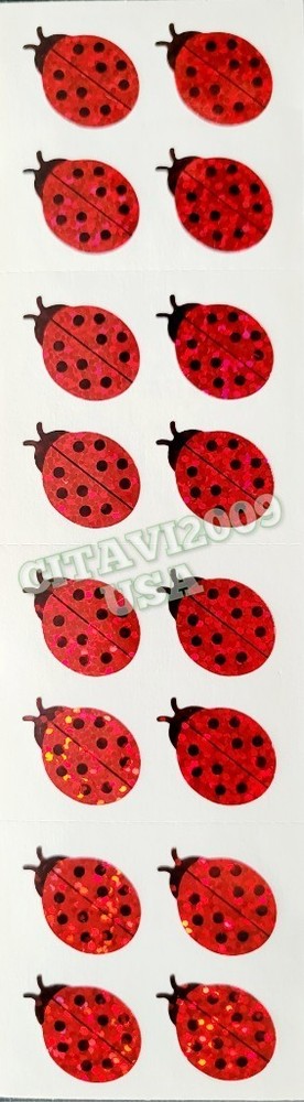 HAMBLY STUDIOS STICKERS PRISMATIC GLITTER BUGS – BEETLE RED LADYBUG VINTAGE RARE