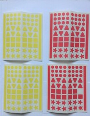 NEW Shape Stickers 8 Sheets Blue Yellow Orange Red Geometric Round Star Triangle