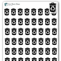 Recycle Planner Stickers / 54 Gold Foiled  Vinyl (1/2”) /  House Chores T…