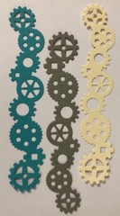 GEAR BORDER Die-Cuts(3pc)6”x 1” Steampunk•Cogs•Sprocket•Vintage •Machine•Antique