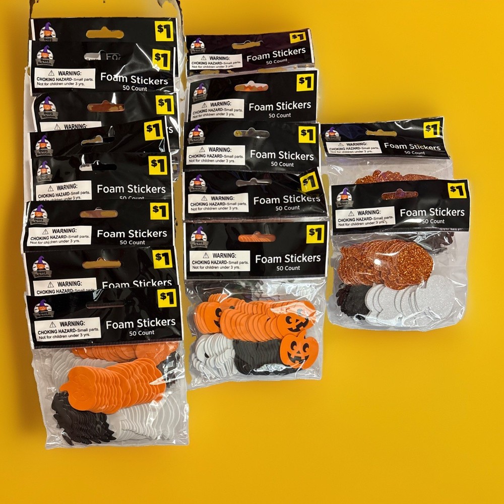 NEW Halloween Foam Stickers. (1,500) Pumpkins, Bats, And Ghosts!