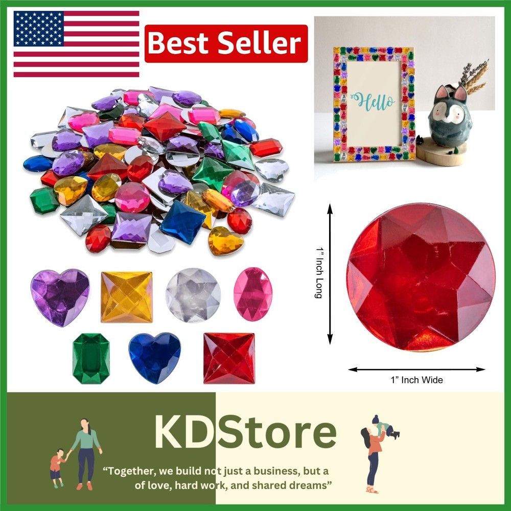 Vibrant Assorted Adhesive Jewel Gems — 100-Pack for Crafts & Celebrations
