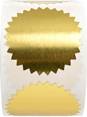 Shiny Gold Foil Starburst Seal Stickers / 500 Sun Star Shape Blank Gold Embossin