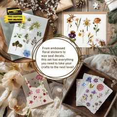 450 Pcs Flower Stickers for Scrapbook Supplies, Dried Pressed Flowers Scrapbook,